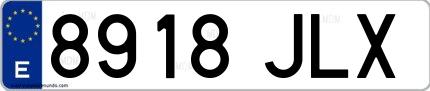 Ejemplo de matrícula española 8918 JLX