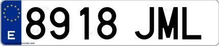 Ejemplo de matrícula española 8918 JML