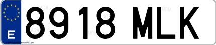 Ejemplo de matrícula española 8918 MLK