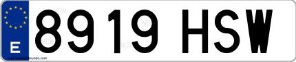 Ejemplo de matrícula española 8919 HSW
