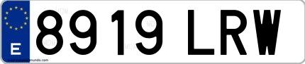 Ejemplo de matrícula española 8919 LRW
