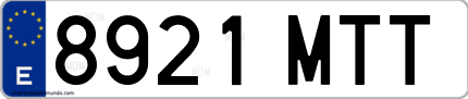 Ejemplo de matrícula de coche ordinaria 8921 MTT