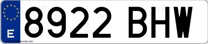 Ejemplo de matrícula española 8922 BHW
