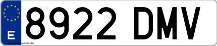 Ejemplo de matrícula española 8922 DMV