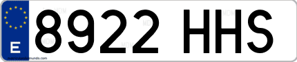 Ejemplo de matrícula de coche ordinaria 8922 HHS
