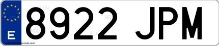 Ejemplo de matrícula española 8922 JPM