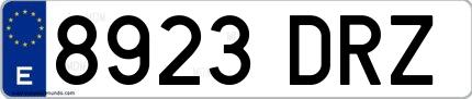 Ejemplo de matrícula española 8923 DRZ