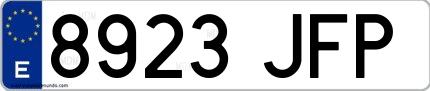 Ejemplo de matrícula española 8923 JFP