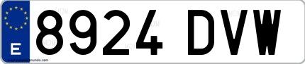 Ejemplo de matrícula española 8924 DVW