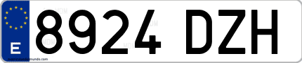 Ejemplo de matrícula de coche ordinaria 8924 DZH