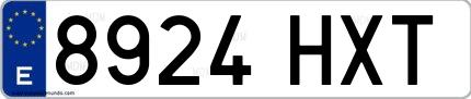 Ejemplo de matrícula española 8924 HXT