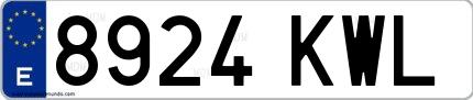 Ejemplo de matrícula española 8924 KWL