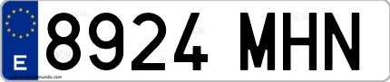 Ejemplo de matrícula de coche ordinaria 8924 MHN