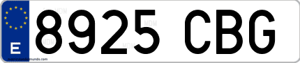 Ejemplo de matrícula de coche ordinaria 8925 CBG