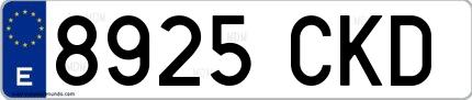 Ejemplo de matrícula española 8925 CKD
