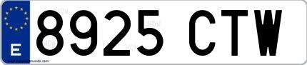 Ejemplo de matrícula española 8925 CTW