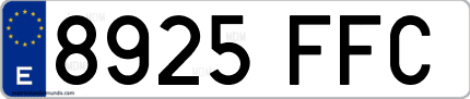 Ejemplo de matrícula de coche ordinaria 8925 FFC