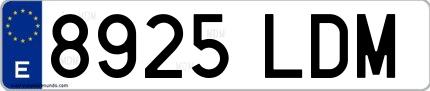 Ejemplo de matrícula española 8925 LDM