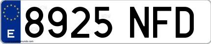 Ejemplo de matrícula española 8925 NFD