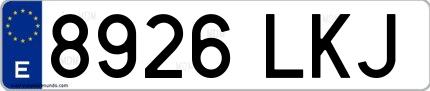 Ejemplo de matrícula española 8926 LKJ