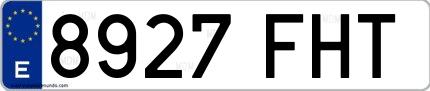Ejemplo de matrícula española 8927 FHT