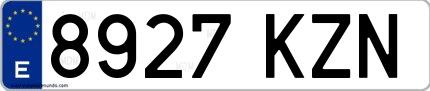 Ejemplo de matrícula española 8927 KZN