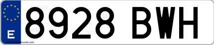 Ejemplo de matrícula española 8928 BWH