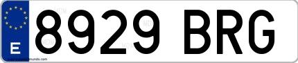 Ejemplo de matrícula española 8929 BRG