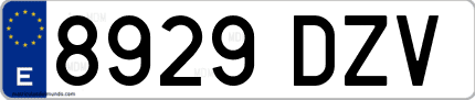 Ejemplo de matrícula de coche ordinaria 8929 DZV