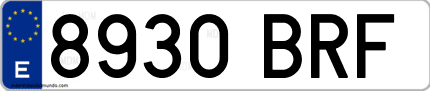 Ejemplo de matrícula de coche ordinaria 8930 BRF