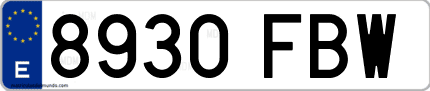 Ejemplo de matrícula de coche ordinaria 8930 FBW