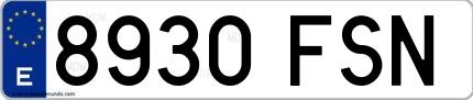 Ejemplo de matrícula española 8930 FSN
