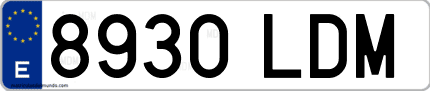 Ejemplo de matrícula de coche ordinaria 8930 LDM
