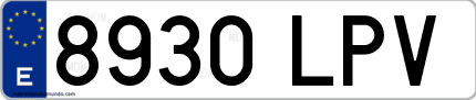 Ejemplo de matrícula de coche ordinaria 8930 LPV
