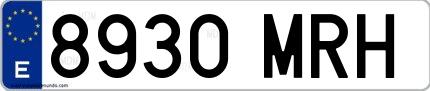 Ejemplo de matrícula española 8930 MRH