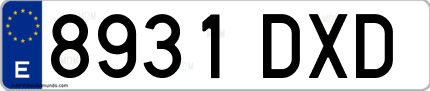 Ejemplo de matrícula de coche ordinaria 8931 DXD