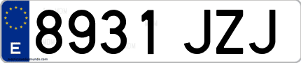 Ejemplo de matrícula de coche ordinaria 8931 JZJ