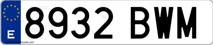 Ejemplo de matrícula española 8932 BWM