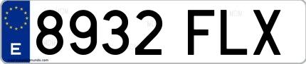 Ejemplo de matrícula española 8932 FLX
