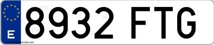 Ejemplo de matrícula española 8932 FTG