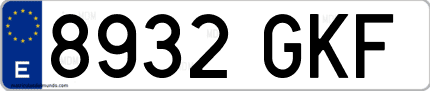 Ejemplo de matrícula de coche ordinaria 8932 GKF