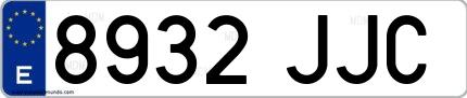 Ejemplo de matrícula española 8932 JJC