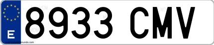 Ejemplo de matrícula española 8933 CMV