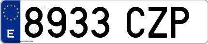 Ejemplo de matrícula española 8933 CZP