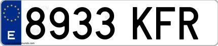 Ejemplo de matrícula española 8933 KFR