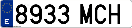 Ejemplo de matrícula de coche ordinaria 8933 MCH
