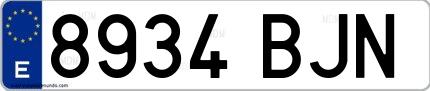 Ejemplo de matrícula española 8934 BJN