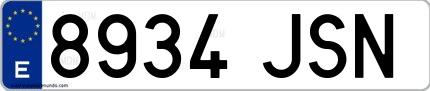Ejemplo de matrícula española 8934 JSN