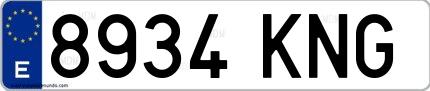 Ejemplo de matrícula española 8934 KNG