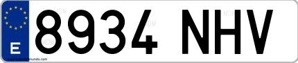 Ejemplo de matrícula española 8934 NHV
